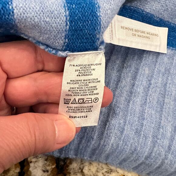 NWT LOFT Blue Stripe Cowl Neck Tunic Sweater - Picture 8 of 10